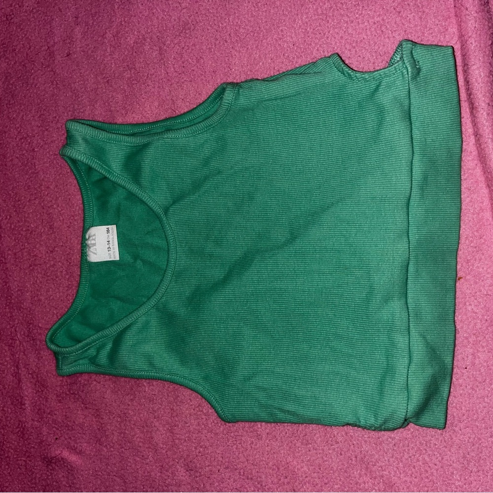 green zara cropped tank